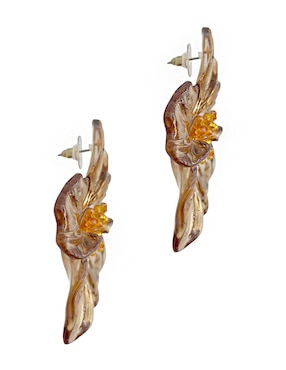 Aretes largos de flor Map Accesorios Dama