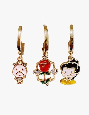 Set de aretes Bella, Din Don y Lumière Nira Princesas de oro laminado 9k con acabado pulido zirconia cúbica