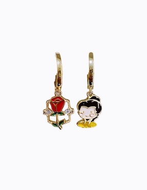 Set de aretes Bella, Din Don y Lumière Nira Princesas de oro laminado 9k con acabado pulido zirconia cúbica