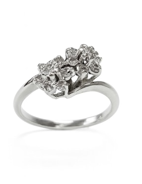 Anillo Casa Michel Joyeria 14 k de oro blanco diamante pulido