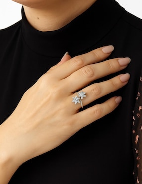 Anillo Casa Michel Joyeria 14 k de oro blanco diamante pulido