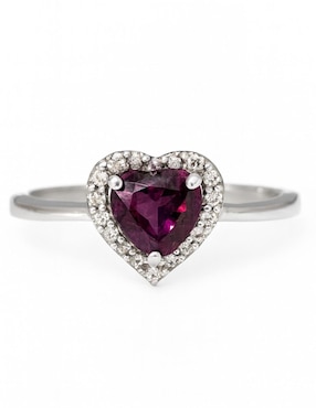 Anillo de corazón Casa Michel Joyeria 14 k de oro blanco diamante pulido