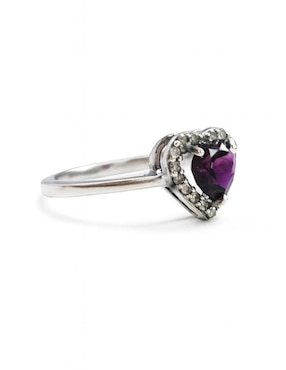 Anillo de corazón Casa Michel Joyeria 14 k de oro blanco diamante pulido