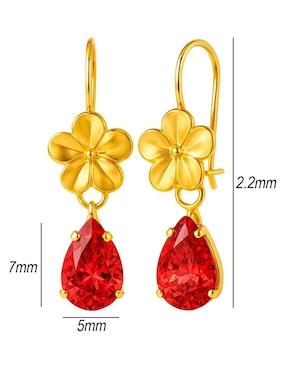 Aretes largos de flor Lenna de oro 10 k con acabado brillante zirconia