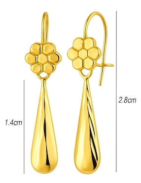 Aretes largos de flor Lenna de oro 10 k con acabado texturizado zirconia