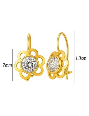 Aretes largos de flor Lenna de oro 10 k con acabado brillante zirconia