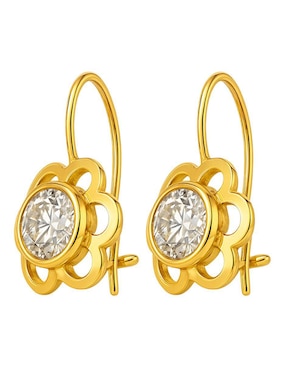 Aretes largos de flor Lenna de oro 10 k con acabado brillante zirconia