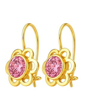 Aretes largos de flor Lenna de oro 10 k con acabado brillante zirconia