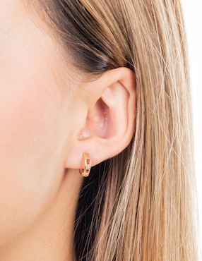 Arracadas de reno Lenna de oro 14 k con acabado brillante zirconia