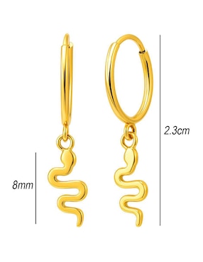 Arracadas de serpiente Lenna de oro 14 k con acabado liso