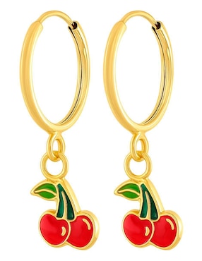 Arracadas de cereza Lenna de oro 14 k con acabado esmaltado