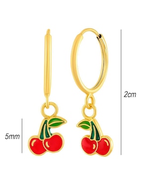Arracadas de cereza Lenna de oro 14 k con acabado esmaltado