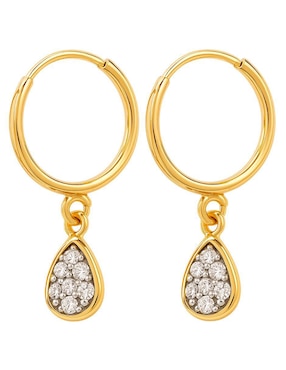 Arracadas de gota Lenna de oro 14 k con acabado brillante cristal