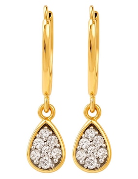 Arracadas de gota Lenna de oro 14 k con acabado brillante cristal