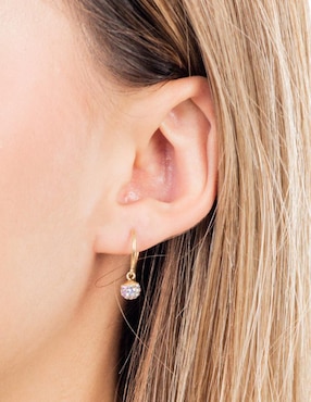 Arracadas Lenna de oro 14 k con acabado brillante cristal
