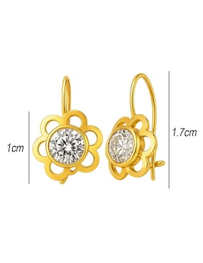 Aretes largos de flor Lenna de oro 10 k con acabado brillante zirconia