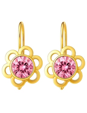 Aretes largos de flor Lenna de oro 10 k con acabado brillante zirconia
