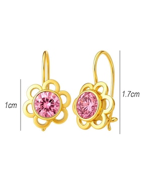 Aretes largos de flor Lenna de oro 10 k con acabado brillante zirconia