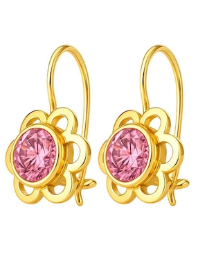 Aretes largos de flor Lenna de oro 10 k con acabado brillante zirconia