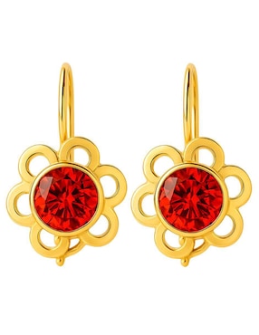 Aretes largos de flor Lenna de oro 10 k con acabado brillante zirconia