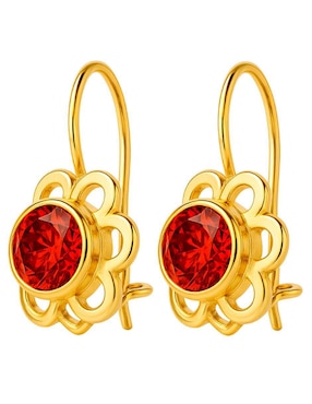 Aretes largos de flor Lenna de oro 10 k con acabado brillante zirconia