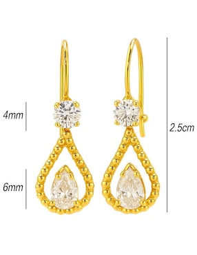 Aretes largos de gota Lenna de oro 10 k con acabado brillante zirconia
