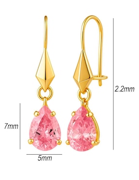 Aretes largos de gota Lenna de oro 10 k con acabado brillante zirconia