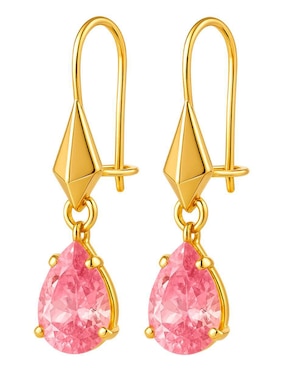 Aretes largos de gota Lenna de oro 10 k con acabado brillante zirconia