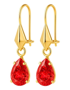 Aretes largos de gota Lenna de oro 10 k con acabado brillante zirconia