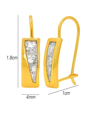 Aretes largos rectangulares Lenna de oro 10 k con acabado brillante zirconia
