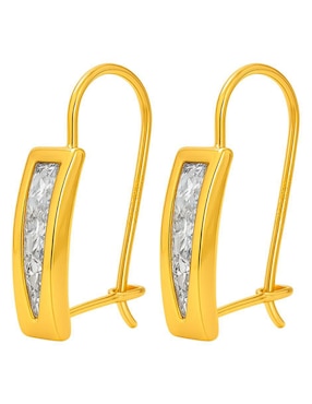 Aretes largos rectangulares Lenna de oro 10 k con acabado brillante zirconia
