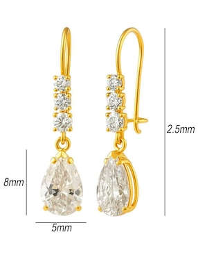 Aretes largos de gota Lenna de oro 10 k con acabado brillante zirconia