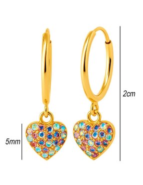 Arracadas de corazón Lenna de oro 10 k con acabado brillante cristal