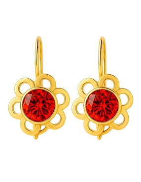 Aretes largos de flor Lenna de oro 10 k con acabado brillante zirconia