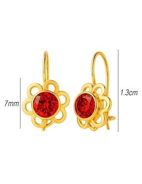 Aretes largos de flor Lenna de oro 10 k con acabado brillante zirconia