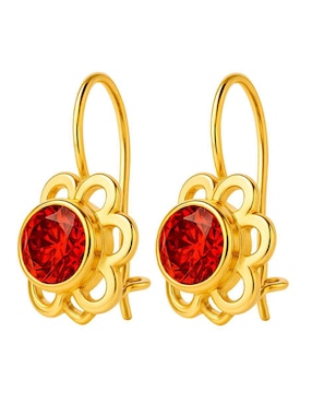 Aretes largos de flor Lenna de oro 10 k con acabado brillante zirconia