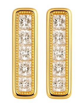 Broqueles rectangulares Lenna de oro 10 k con acabado brillante zirconia