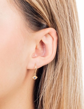 Arracadas de ojo turco Lenna de oro 14 k con acabado brillante zirconia