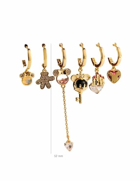 Set de aretes Mickey Nira de oro laminado 10 K con acabado pulido