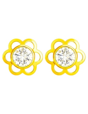 Broqueles de flor Lenna de oro 10 K con acabado brillante zirconia