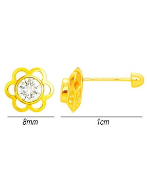 Broqueles de flor Lenna de oro 10 K con acabado brillante zirconia