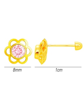 Broqueles de flor Lenna de oro 10 K con acabado pulido zirconia