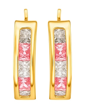 Aretes de aro Lenna de oro 10 K con acabado pulido zirconia