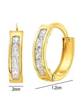 Aretes de aro Lenna de oro 14 K con acabado brillante zirconia