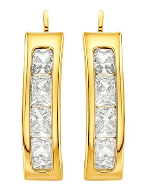 Aretes de aro Lenna de oro 14 K con acabado brillante zirconia