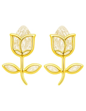 Broqueles de flor Lenna de oro 14 K con acabado brillante zirconia