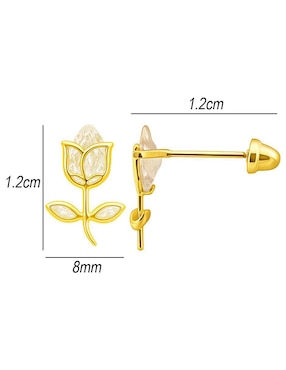 Broqueles de flor Lenna de oro 14 K con acabado brillante zirconia