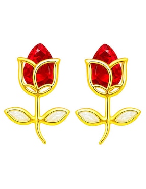 Broqueles de flor Lenna de oro 14 K con acabado brillante zirconia