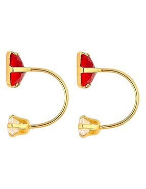 Aretes piercing cuadrados Lenna de oro 14 K con acabado pulido zirconia