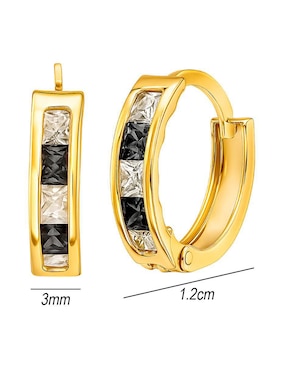 Aretes de aro redondos Lenna de oro 14 K con acabado brillante zirconia